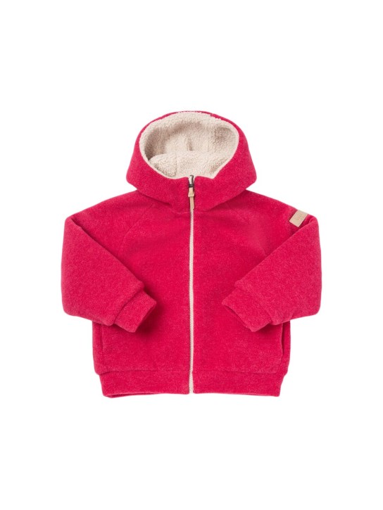 Il Gufo: Hooded double face poly blend  jacket - Fuchsia/Beige - kids-girls_0 | Luisa Via Roma