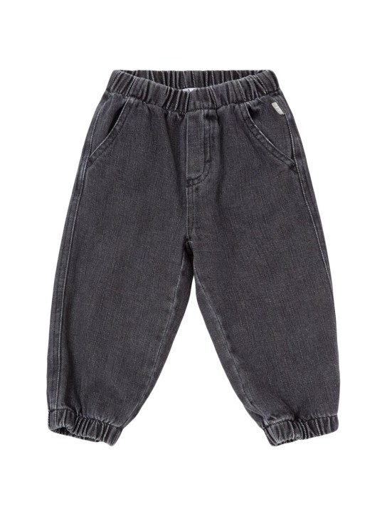 Il Gufo: Pantalon en denim de coton stretch - Noir - kids-boys_0 | Luisa Via Roma
