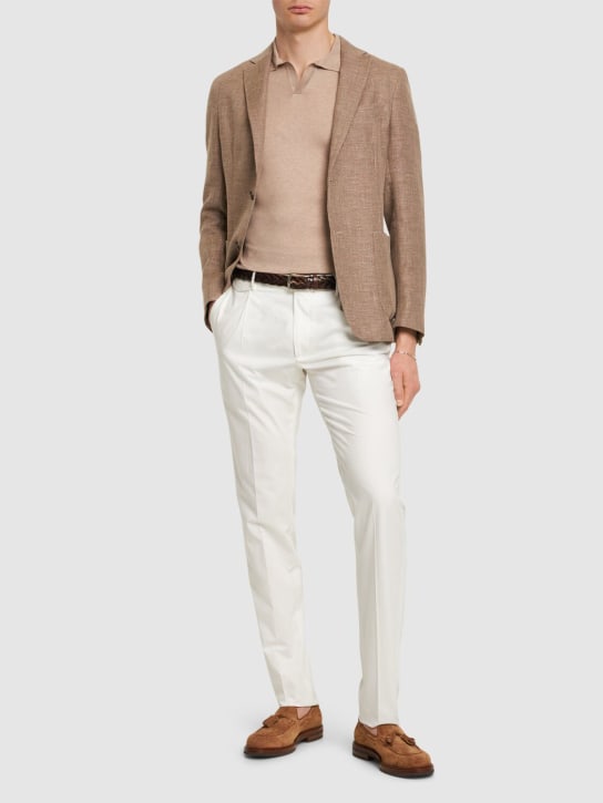 Tagliatore: Pantalon en coton stretch à plis - Blanc - men_1 | Luisa Via Roma
