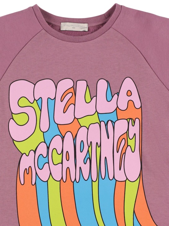 Stella Mccartney Kids: Vestito in felpa di cotone con stampa - Viola - kids-girls_1 | Luisa Via Roma