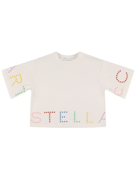 Stella Mccartney Kids: 프린티드 코튼 저지 티셔츠 - 화이트 - kids-girls_0 | Luisa Via Roma