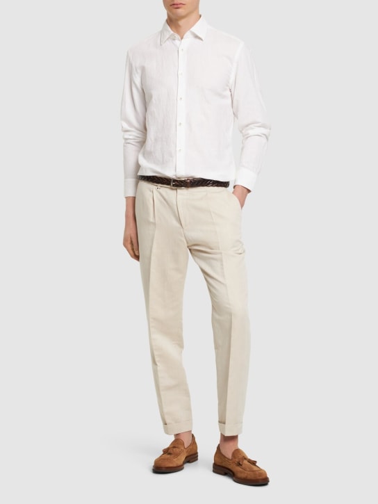 Boss: Camisa de lino y algodón - Blanco - men_1 | Luisa Via Roma