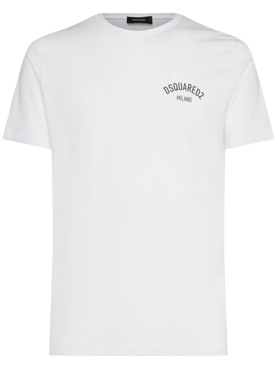Dsquared2: Milano logo printed t-shirt - Beyaz - men_0 | Luisa Via Roma
