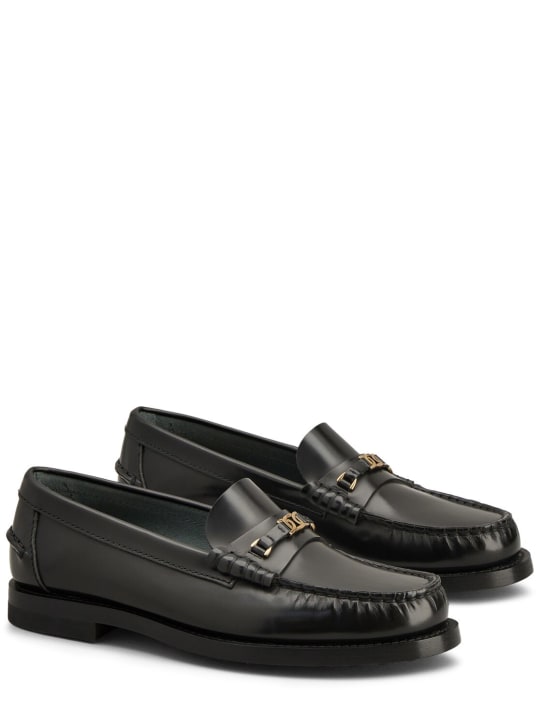 Tod's: 10mm Logo leather chain loafers - Black - women_1 | Luisa Via Roma