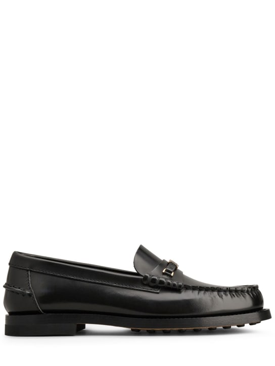 Tod's: 10mm Logo leather chain loafers - Black - women_0 | Luisa Via Roma