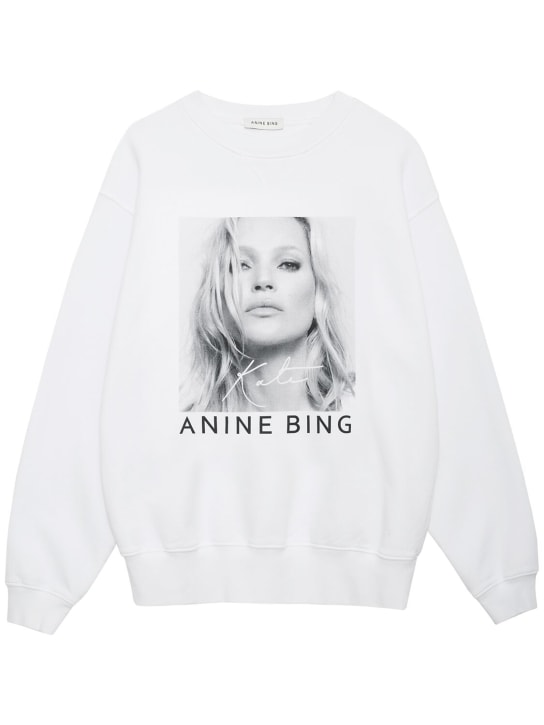 ANINE BING: Ramona Kate Moss cotton sweatshirt - White - women_0 | Luisa Via Roma