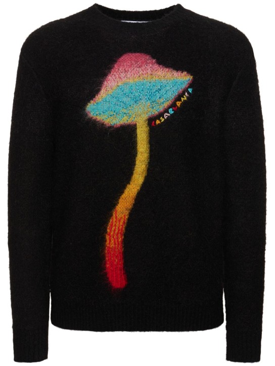 Casablanca: Rainbow Mushroom print knit top - Black - men_0 | Luisa Via Roma