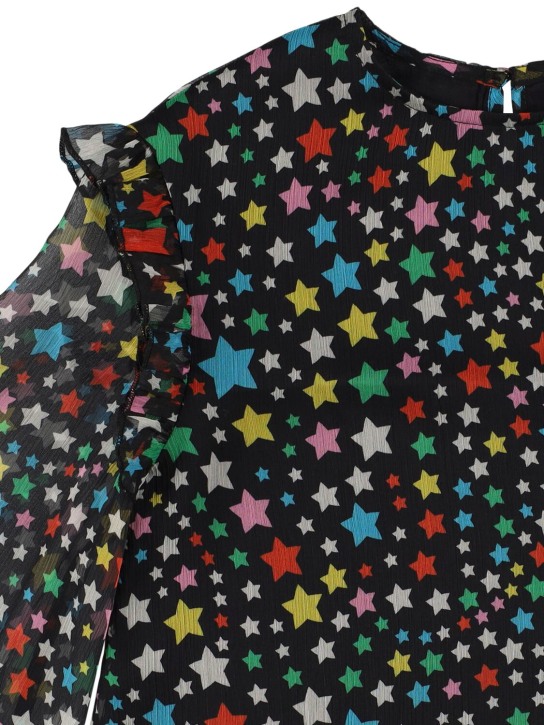 Stella Mccartney Kids: Printed chiffon shirt - Black/Multi - kids-girls_1 | Luisa Via Roma