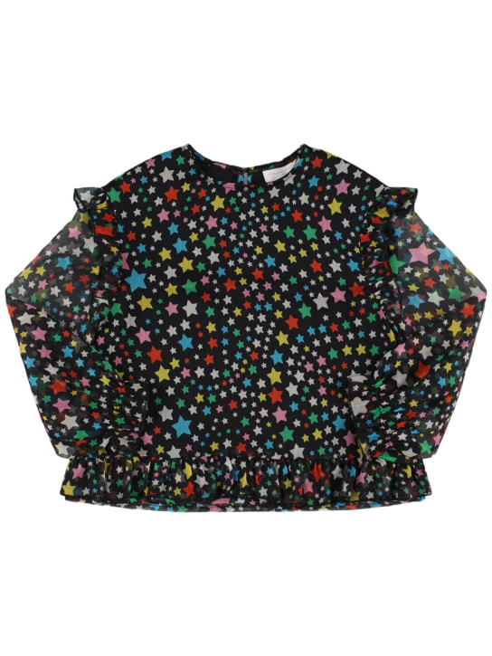 Stella Mccartney Kids: Printed chiffon shirt - Black/Multi - kids-girls_0 | Luisa Via Roma