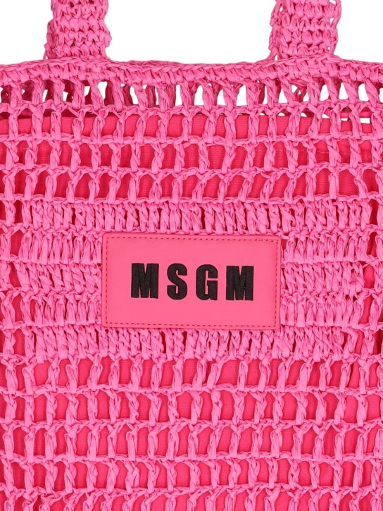MSGM: 酒椰纤维包袋 - 桃红色 - kids-girls_1 | Luisa Via Roma