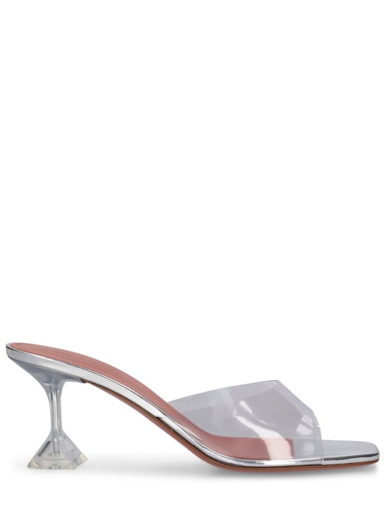 Amina Muaddi: 70mm Lupita PVC mule sandals - Şeffaf - women_0 | Luisa Via Roma