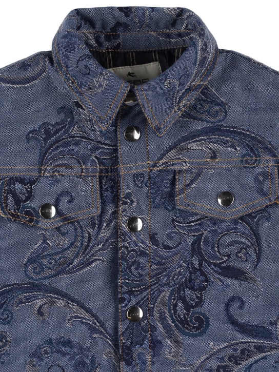 Etro: Printed cotton blend denim jacket - Blue - kids-boys_1 | Luisa Via Roma