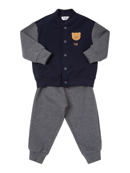 Il Gufo: Cotton jacket & sweatpants - Blue/Grey - kids-boys_0 | Luisa Via Roma