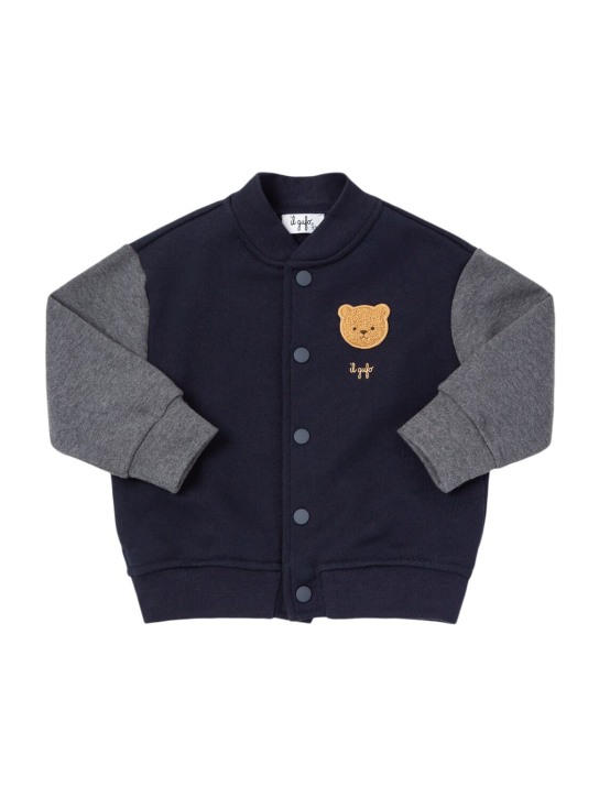 Il Gufo: Cotton jacket & sweatpants - Blue/Grey - kids-boys_1 | Luisa Via Roma