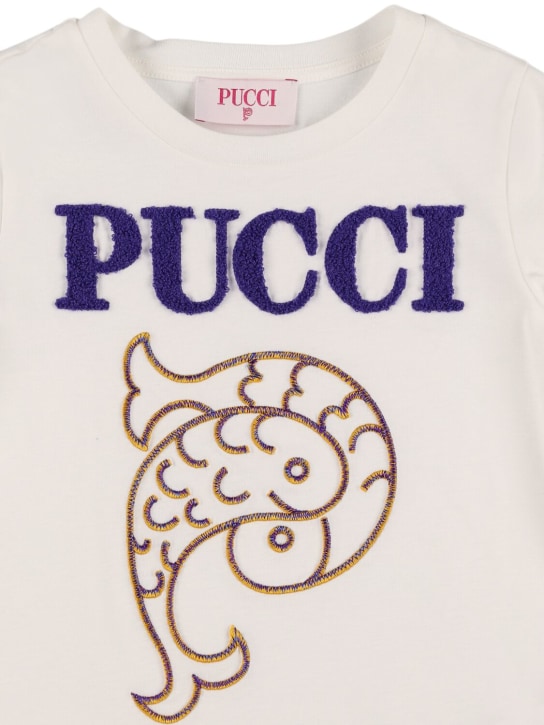 Pucci: Besticktes T-Shirt aus Baumwolljersey - Weiß - kids-girls_1 | Luisa Via Roma