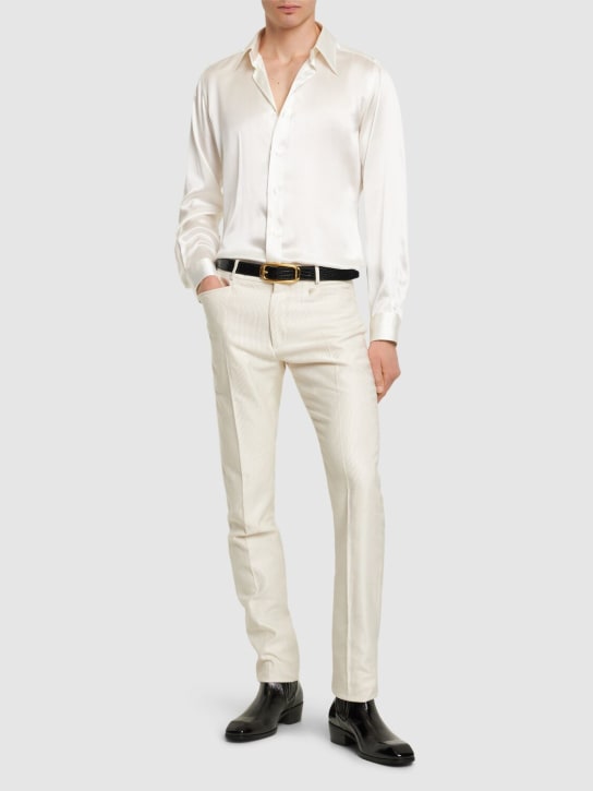Tom Ford: Camicia slim fit in seta - Bianco - men_1 | Luisa Via Roma