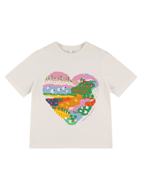 Stella Mccartney Kids: T-shirt in jersey di cotone stampato - Bianco - kids-girls_0 | Luisa Via Roma