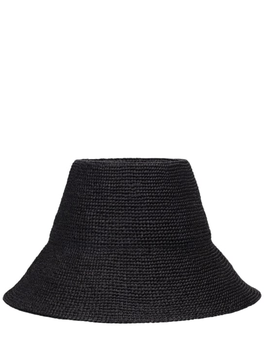 Janessa Leone: Felix straw bucket hat - Black - women_0 | Luisa Via Roma