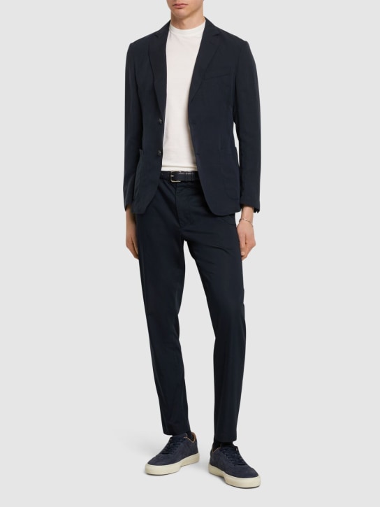 Boss: Hanry lyocell & linen blazer - Dark Blue - men_1 | Luisa Via Roma