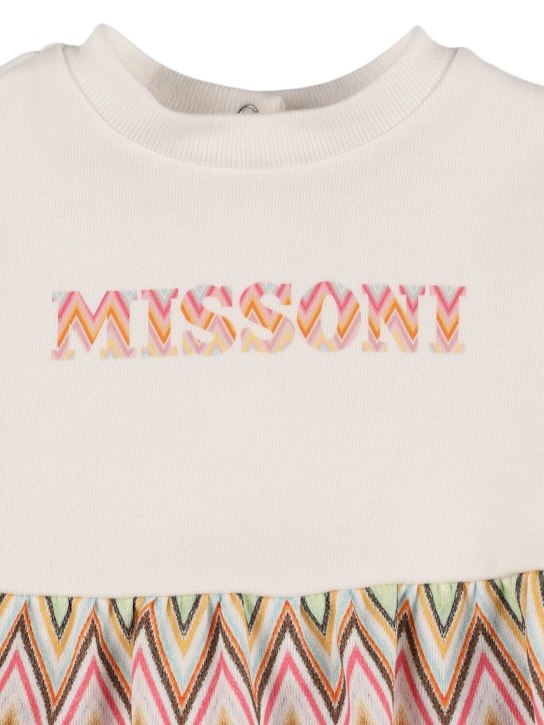 Missoni: Robe & couche-culotte en jersey imprimé - Blanc/Multi - kids-girls_1 | Luisa Via Roma