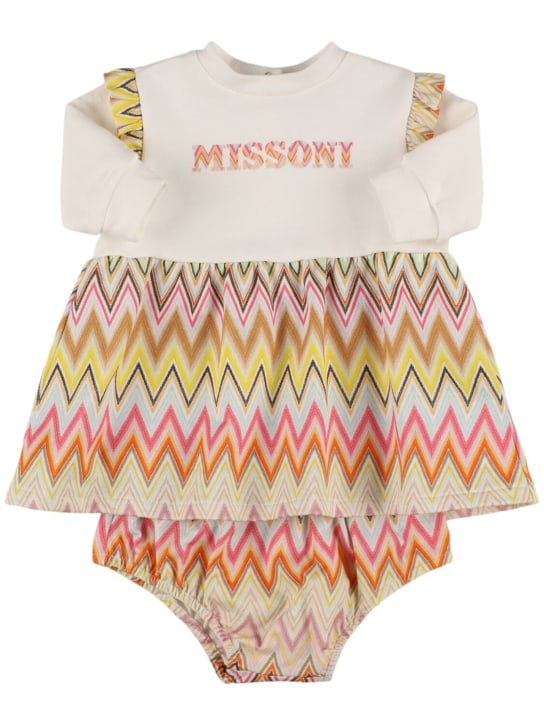 Missoni: Vestido y braguitas de algodón jersey - Blanco/Multi - kids-girls_0 | Luisa Via Roma