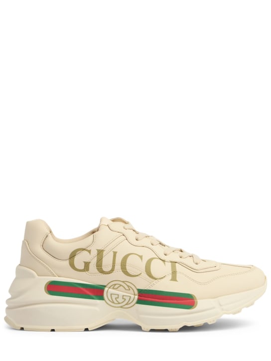 Gucci: Sneakers Rhyton in pelle 50mm - Off White - women_0 | Luisa Via Roma