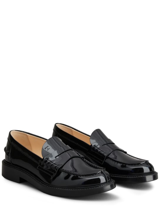 Tod's: 25mm Patent leather loafers - Siyah - women_1 | Luisa Via Roma
