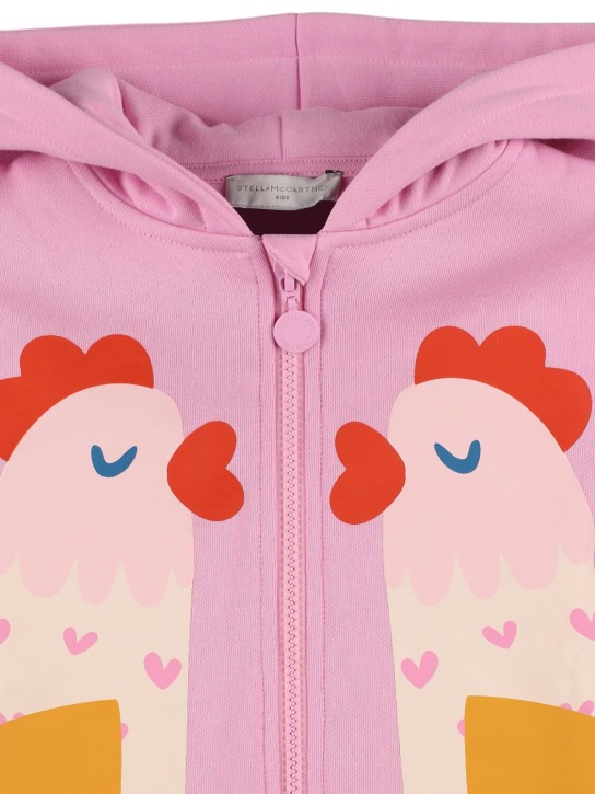 Stella Mccartney Kids: Printed cotton zip hoodie - Pink/Multi - kids-girls_1 | Luisa Via Roma
