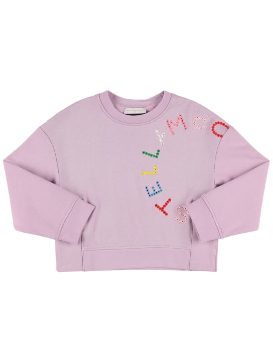 Stella Mccartney Kids: Sweat-shirt en coton à logo - Violet Clair - kids-girls_0 | Luisa Via Roma