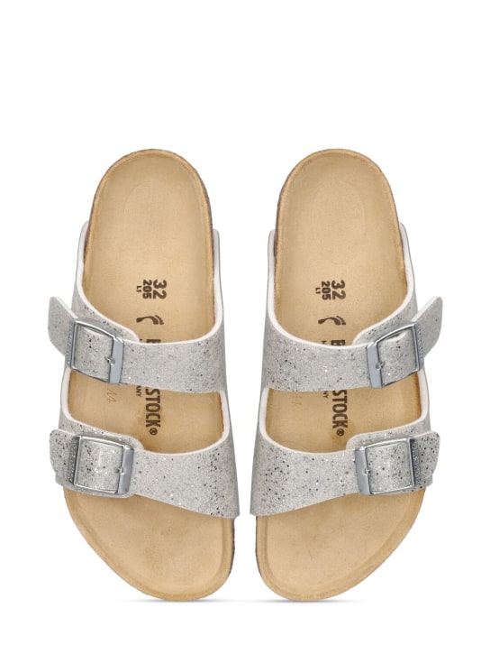 BIRKENSTOCK: Sparkle Arizona faux leather sandals - Beyaz - kids-girls_1 | Luisa Via Roma