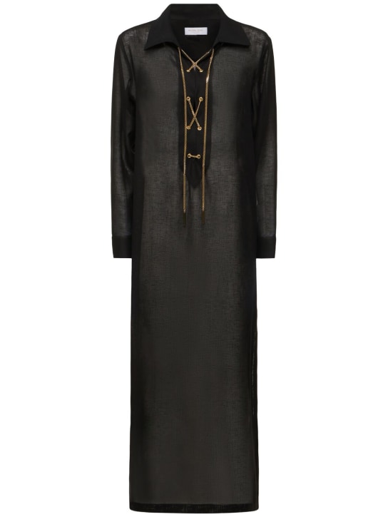 Michael Kors Collection: 레이스업 크레페 카프탄 드레스 - 블랙 - women_0 | Luisa Via Roma