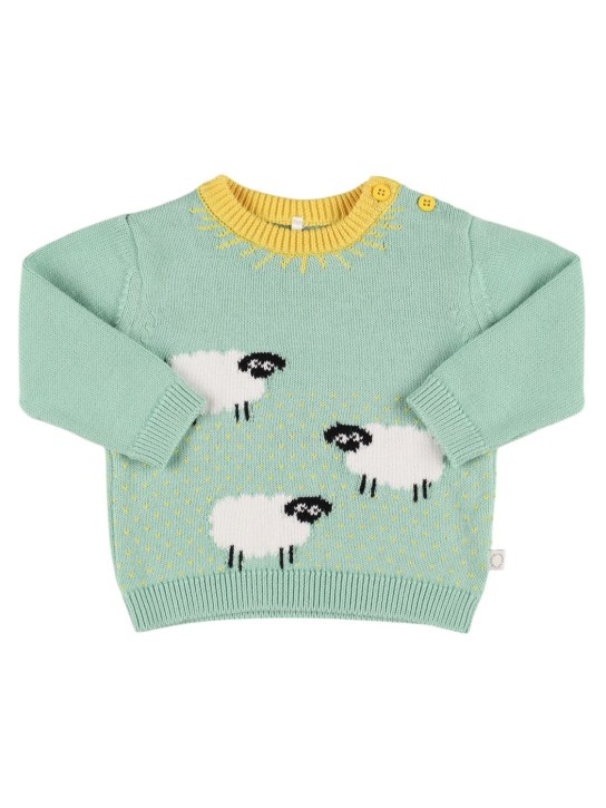 Stella Mccartney Kids: Suéter de punto de algodón con intarsia - Multicolor - kids-boys_0 | Luisa Via Roma