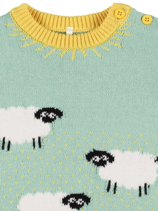Stella Mccartney Kids: Suéter de punto de algodón con intarsia - Multicolor - kids-girls_1 | Luisa Via Roma
