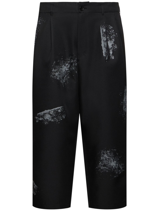 Comme des Garçons Shirt: Pleated printed twill pants - Black - men_0 | Luisa Via Roma
