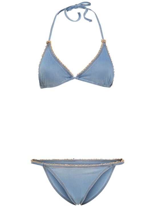 Ermanno Scervino: Denim effect bikini set - Blue - women_0 | Luisa Via Roma