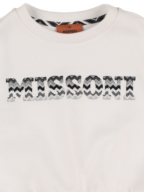 Missoni: Sweat-shirt en jersey de coton imprimé - Blanc/Noir - kids-girls_1 | Luisa Via Roma