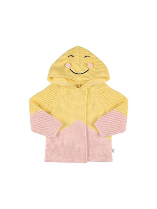 Stella Mccartney Kids: Cotton cardigan w/ hood - Pink/Yellow - kids-girls_0 | Luisa Via Roma