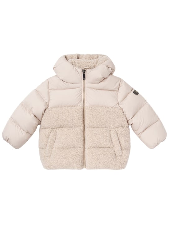 Il Gufo: Nylon & teddy down jacket - Beige - kids-girls_0 | Luisa Via Roma
