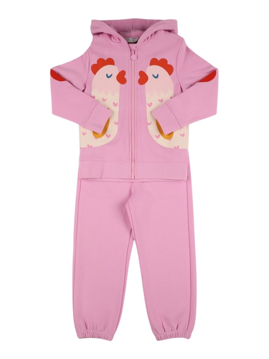 Stella Mccartney Kids: Cotton fleece sweatshirt & pants - Pink/Multi - kids-girls_0 | Luisa Via Roma