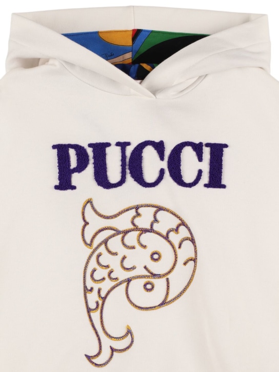 Pucci: Sweat-shirt en coton brodé à capuche - Blanc - kids-girls_1 | Luisa Via Roma