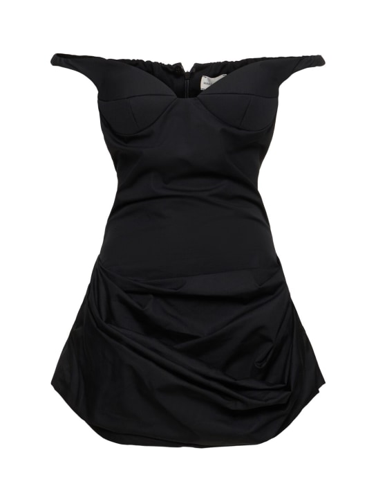 Magda Butrym: Cotton off-the-shoulder mini dress - Black - women_0 | Luisa Via Roma