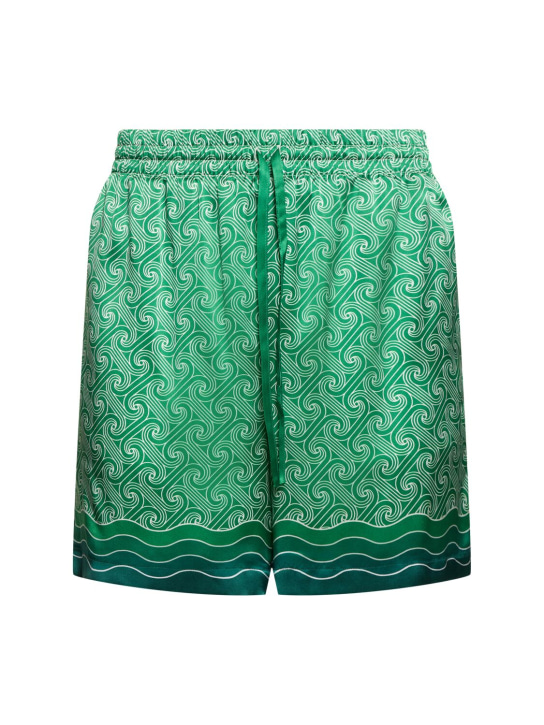 Casablanca: Drawstring silk shorts - Yeşil - men_0 | Luisa Via Roma
