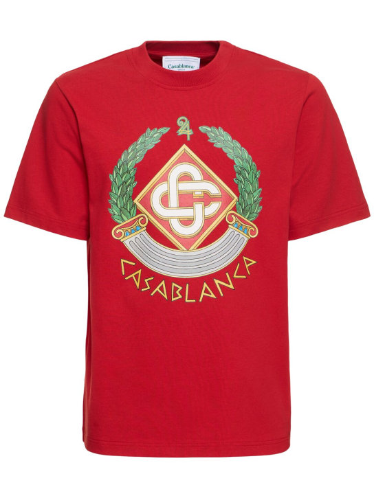 Casablanca: T-Shirt mit Druck „Casa Crest“ - Rosso - men_0 | Luisa Via Roma