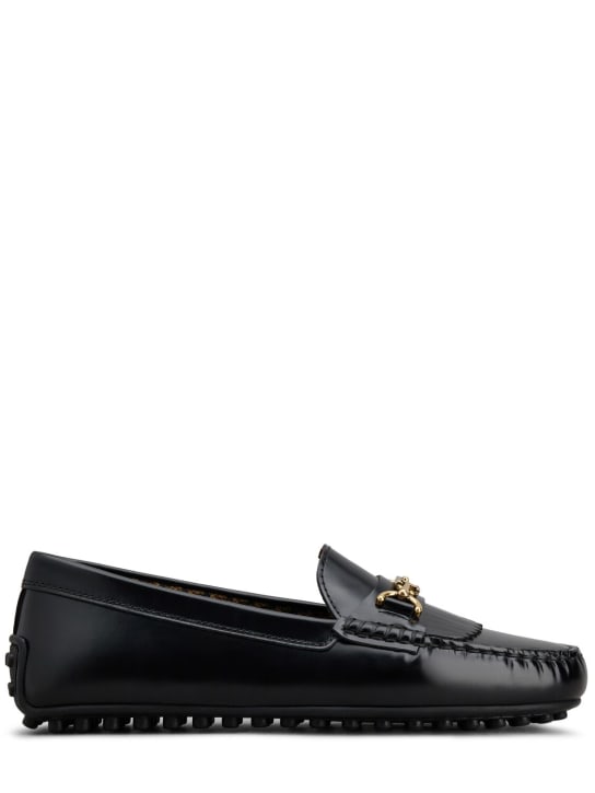 Tod's: 5mm Logo leather loafers - Black - women_0 | Luisa Via Roma
