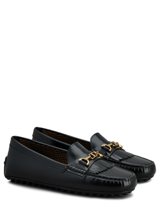 Tod's: 5mm Logo leather loafers - Black - women_1 | Luisa Via Roma