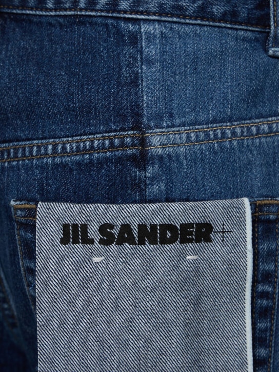 Jil Sander: Jean taille mi-haute en patchwork de denim délavé - women_1 | Luisa Via Roma
