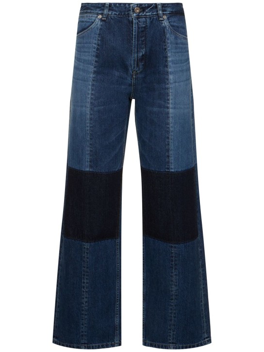 Jil Sander: Jeans de denim con patchwork - Azul/Multi - women_0 | Luisa Via Roma