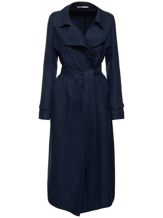 Tagliatore 0205: Trench-coat en lin Carola - Bleu - women_0 | Luisa Via Roma
