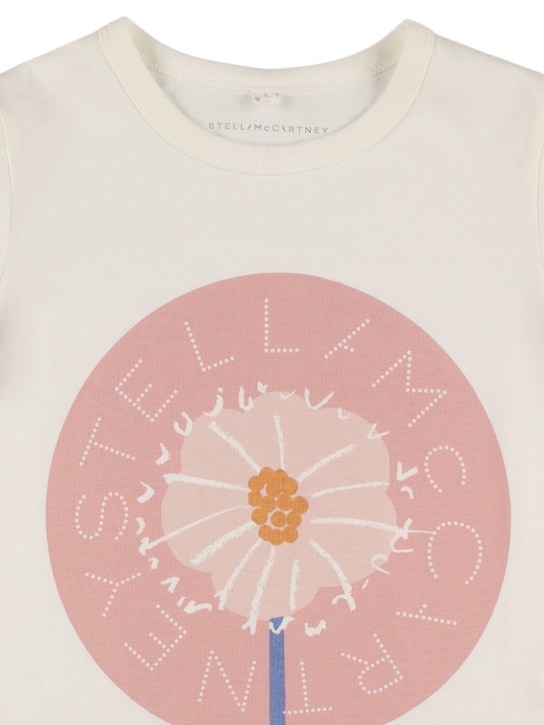 Stella Mccartney Kids: Printed cotton jersey long sleeve top - Beyaz - kids-girls_1 | Luisa Via Roma