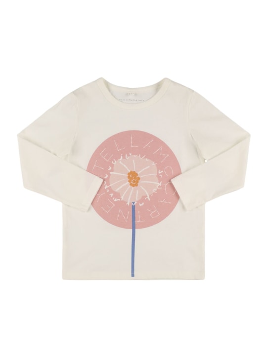 Stella Mccartney Kids: Top de algodón jersey con manga larga - Blanco - kids-girls_0 | Luisa Via Roma